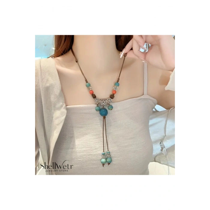 Holly Otantik işlemeli kadın kolye sevdiklerinize kendinize en özel hediye