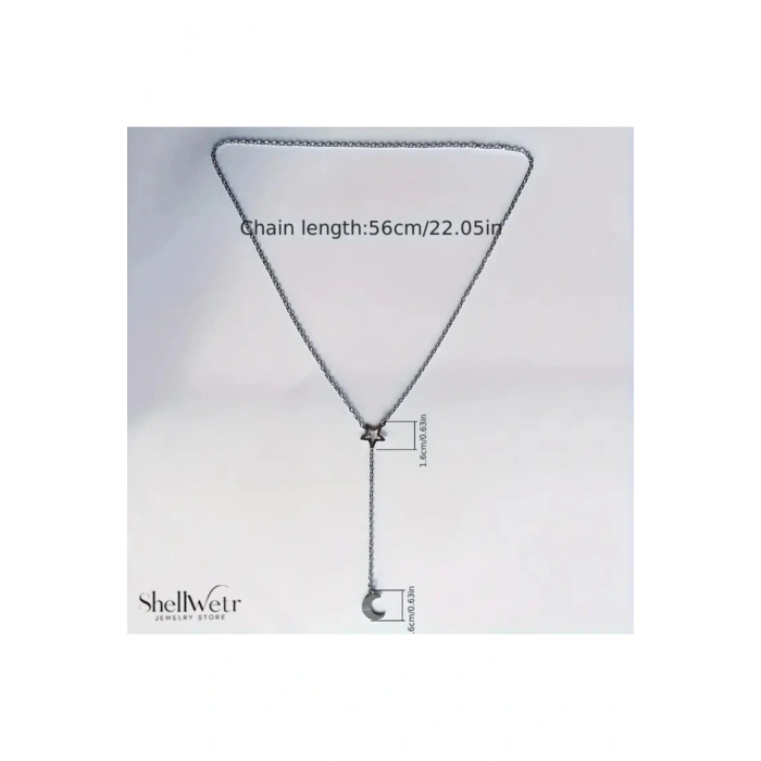 Selene 925 Ayar Gümüş Zincir Kolye Yıldız Ay Sallantılı Kadın kolye