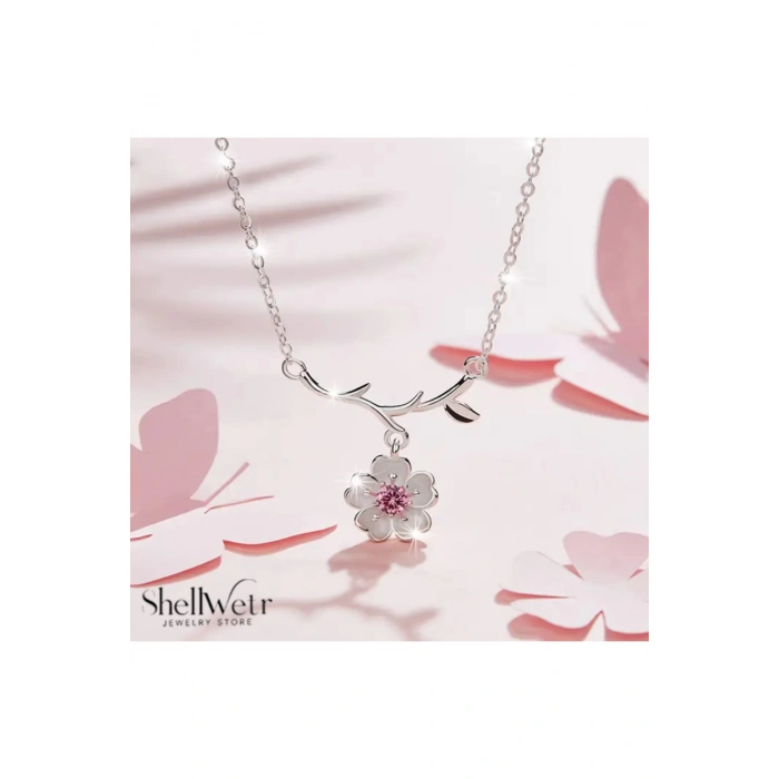 Petal Grace 925 Gümüş Zincir Çiçekli kadın kolye sevdiklerinize kendinize en zarif hediye
