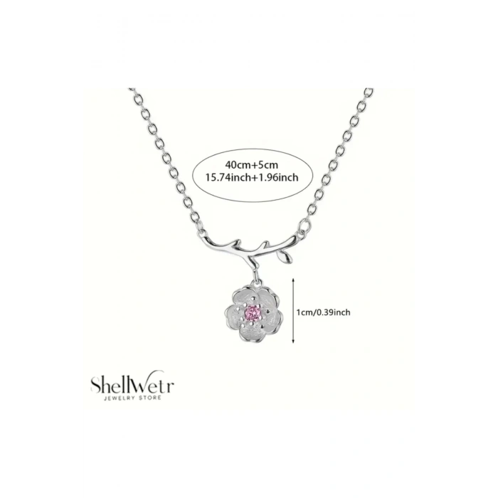 Petal Grace 925 Gümüş Zincir Çiçekli kadın kolye sevdiklerinize kendinize en zarif hediye