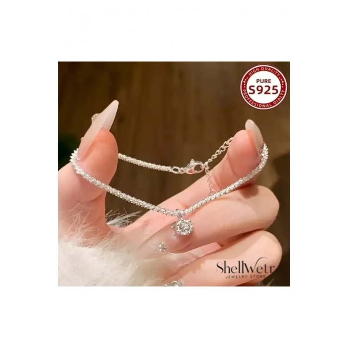 Kadın Halhal CrystalStep Kadın Halhal 925 Ayar Gümüş Tek Taş Şık Hediyelik