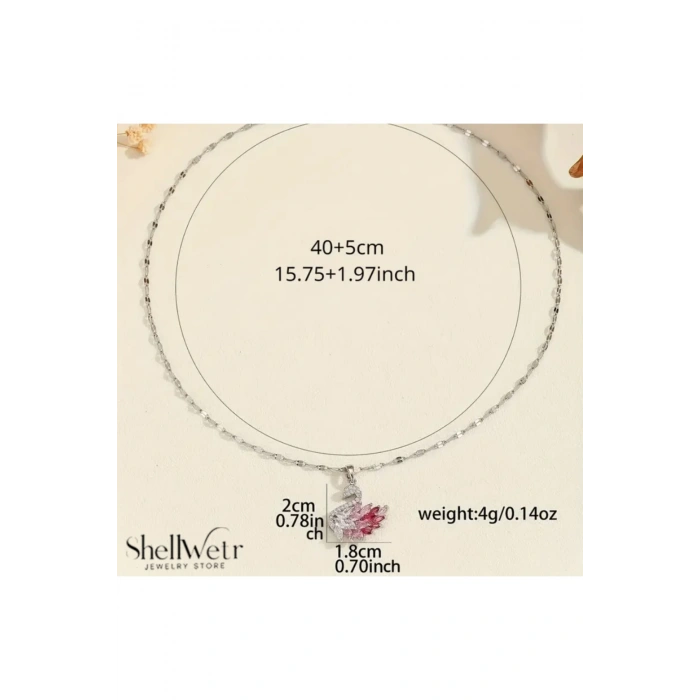 Kadın Kolye Odette Kadın Kolye Parlak Geçişli Kuğu Detaylı Gümüş Zincir Şık