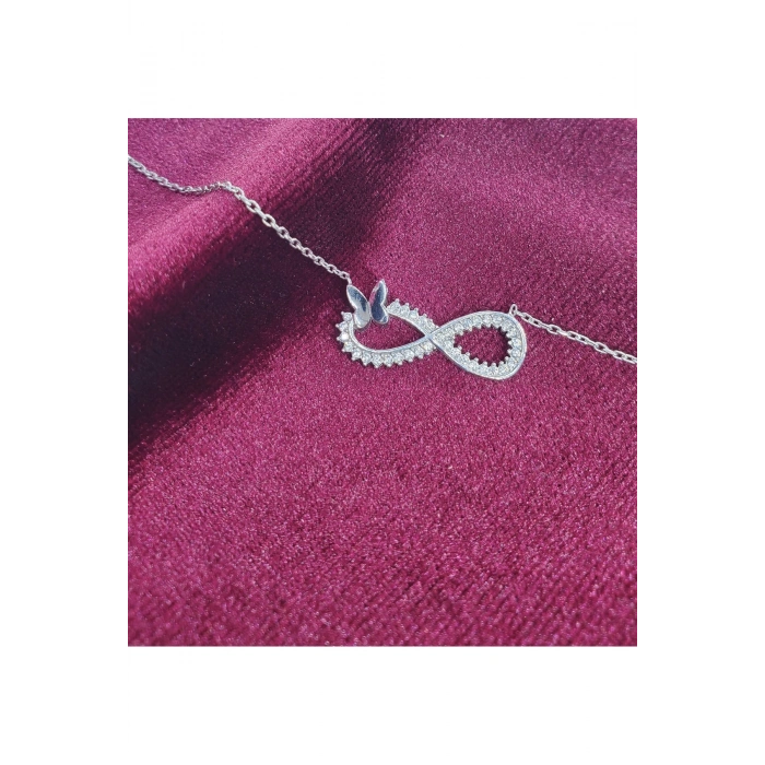 Kadın Kolye True Kadın Kolye 925 Ayar Gümüş Sonsuzluk Simgesi Parlak Taşlı