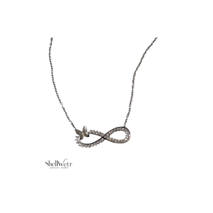 Kadın Kolye True Kadın Kolye 925 Ayar Gümüş Sonsuzluk Simgesi Parlak Taşlı