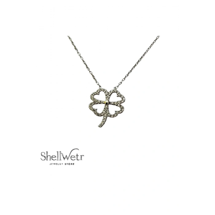 Kadın Kolye Cloverly Kadın Kolye 925 Ayar Gümüş Şans Yoncası Şık Hediyelik