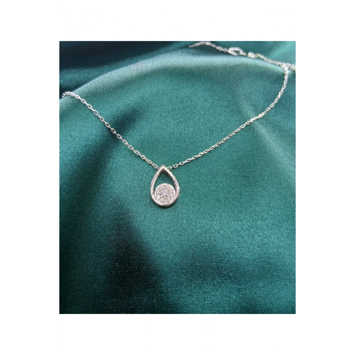 Kadın Kolye Silvadrop Kadın Kolye 925 Ayar Gümüş Damla Taşlı Şık Hediyelik