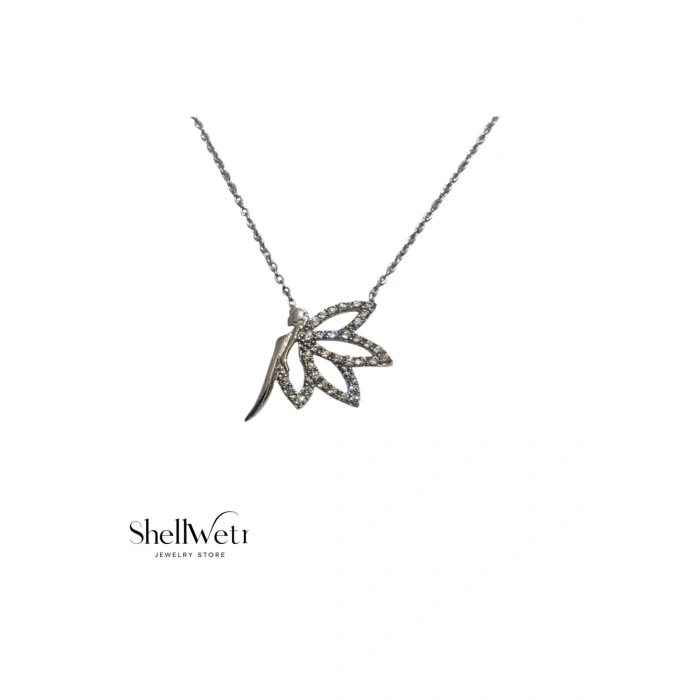 Kadın Kolye Lotusly Kadın Kolye 925 Ayar Gümüş Lotus Detaylı Parlak Taşlı Şık