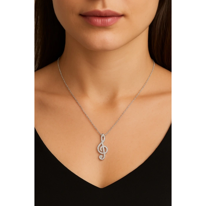 Kadın Kolye Sol Anahtarı Kadın Kolye 925 Ayar Gümüş Taşlı Şık Hediyelik