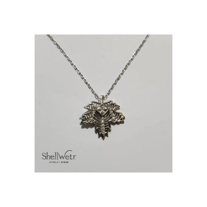 Kadın Kolye Silver Vein Kadın Kolye 925 Ayar Gümüş Taşlı Yaprak Formlu Şık