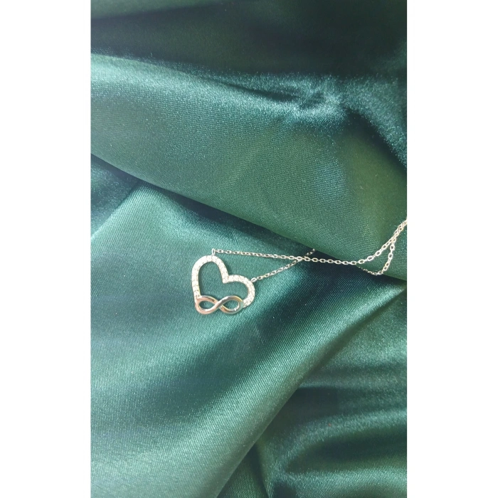 Kadın Kolye Adoring Kadın Kolye 925 Ayar Gümüş Kalpli Sonsuzluk Şık Hediyelik