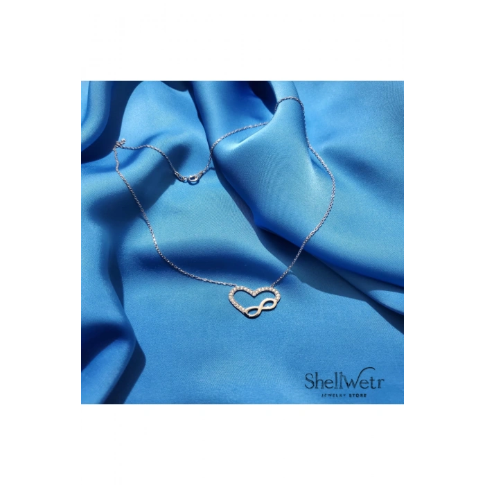 Kadın Kolye Adoring Kadın Kolye 925 Ayar Gümüş Kalpli Sonsuzluk Şık Hediyelik