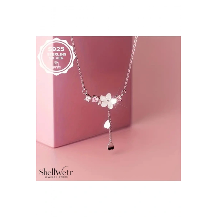 Kadın Kolye Rosie Kadın Kolye 925 Ayar Gümüş Çiçekli Parlak Şık Hediyelik