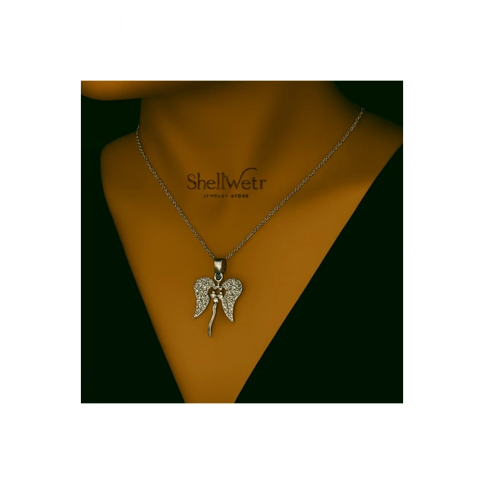 Kadın Kolye Guardian Kadın Kolye 925 Ayar Gümüş Melek Kanatlı Anlamlı Hediyelik