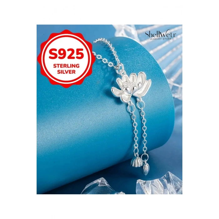 Kadın Kolye Pink Lady Lotus Kadın Kolye 925 Ayar Gümüş Zincir Şık Hediyelik