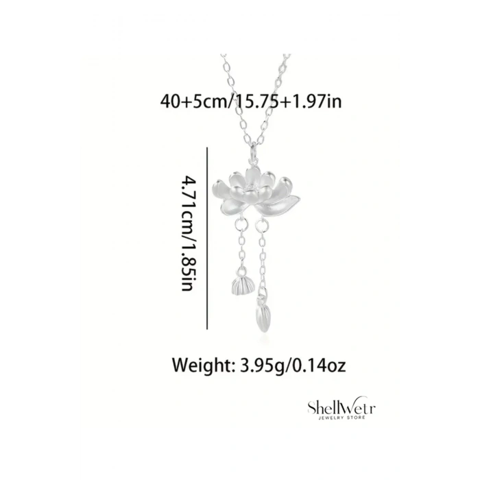 Kadın Kolye Pink Lady Lotus Kadın Kolye 925 Ayar Gümüş Zincir Şık Hediyelik