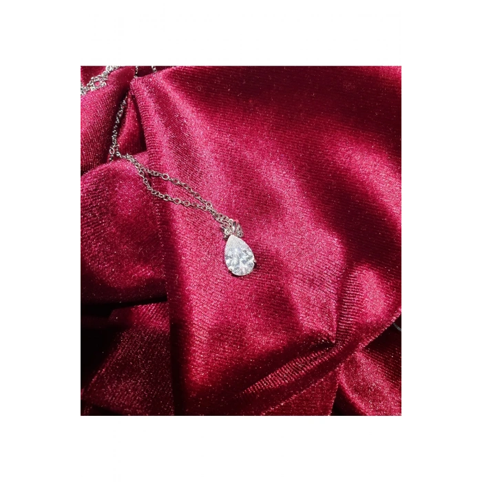 Kadın Kolye Ay Işığı Kadın Kolye Mozanit Taş 925 Ayar Gümüş Zincir Şık