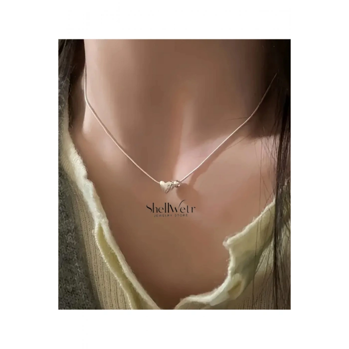 Kadın Takı Seti Palermo 925 Ayar Gümüş Kalp Kolye Gümüş Kaplama Bileklik Set