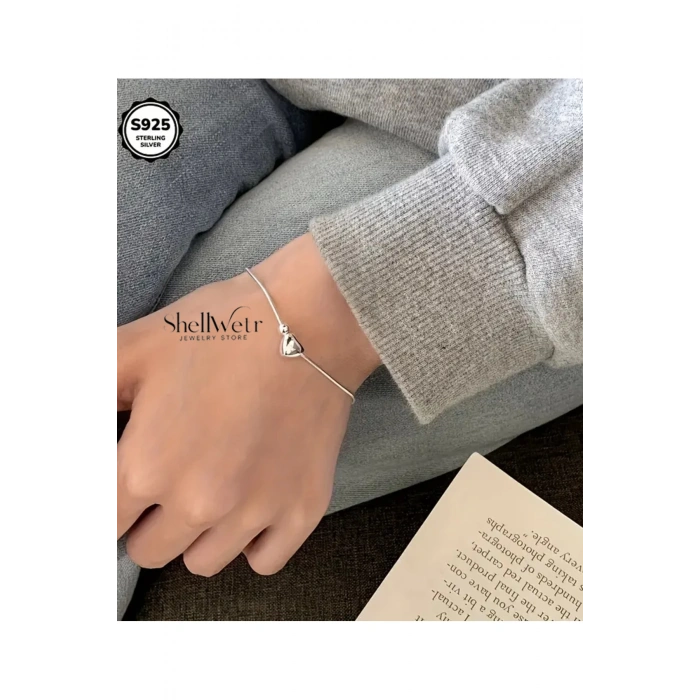 Kadın Takı Seti Palermo 925 Ayar Gümüş Kalp Kolye Gümüş Kaplama Bileklik Set
