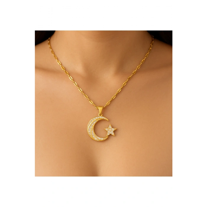 Ay Yıldız Kolye Altın Kaplama Bayrak Kolye Vatan Temalı Anlamlı Hediyelik