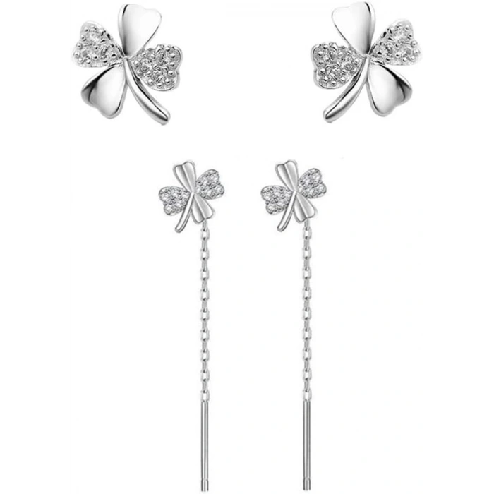 Kadın Küpe Eda minimal tasarım yonca kadın gümüş küpe minimal tasarım sevenlere en özel hediye