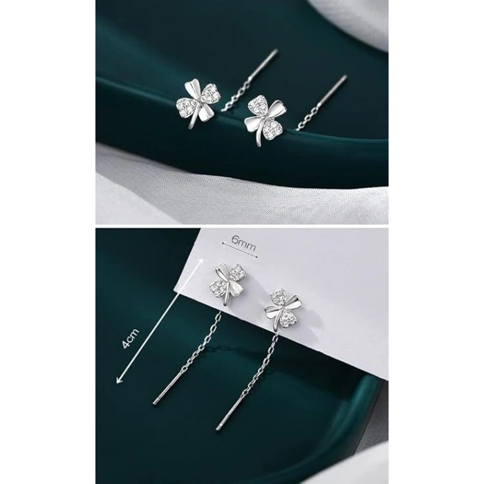 Kadın Küpe Eda minimal tasarım yonca kadın gümüş küpe minimal tasarım sevenlere en özel hediye