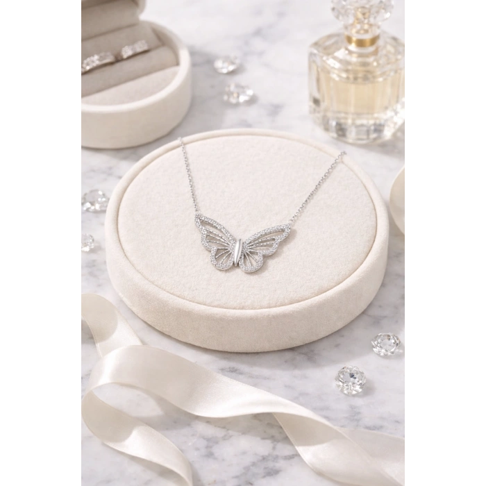 Monsa 925 Ayar Gümüş Kelebek Kolye Sevgiliye verilecek en güzel hediye