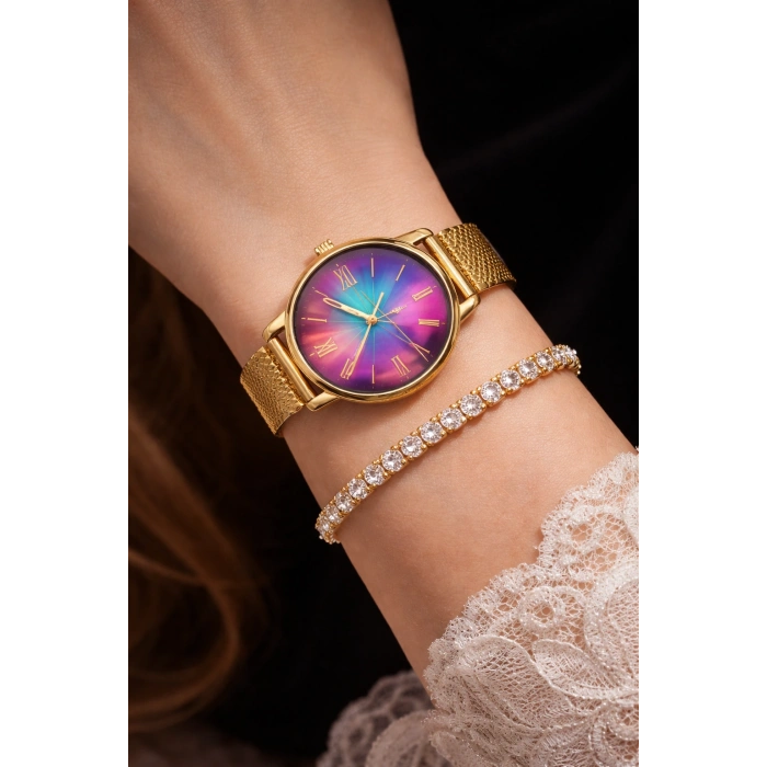 Kadın Saat Seti Alisa Kadın Saat ve Bileklik Seti Luxery Set Kadın Saat