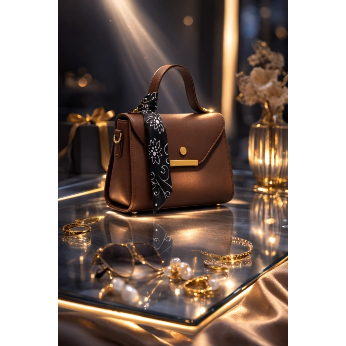 Kadın Çanta ELORA Kahverengi kadın çanta en şık en özel hediye minimal özgü tasarım çanta