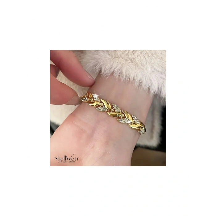 Kadın Bileklik Arista Altın Kaplama Başak Model Kadın Bileklik Verilecek En Özel Hediye