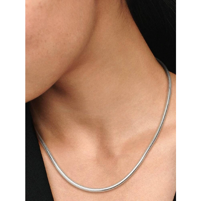 Kadın Kolye Moments Gümüş Kaplama Charm Takmaya Uygun Kadın Yılan zincir Kolye