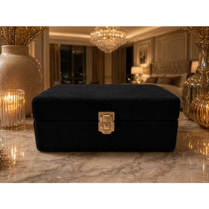 Hilton takı kutusu, şıklığı ve geniş tasarımıyla lüks kumaş kullanılarak üretilmiş bir takı organizeri