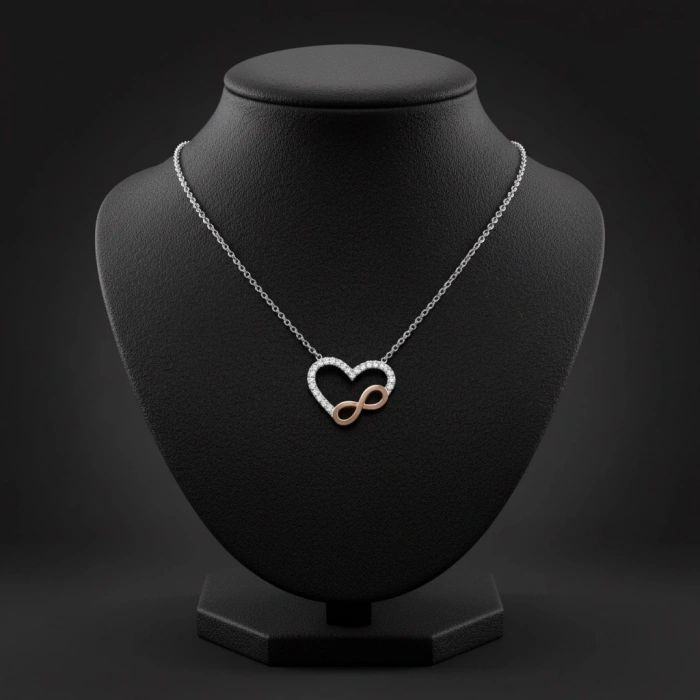 Kadın Kolye Adoring Kadın Kolye 925 Ayar Gümüş Kalpli Sonsuzluk Şık Hediyelik