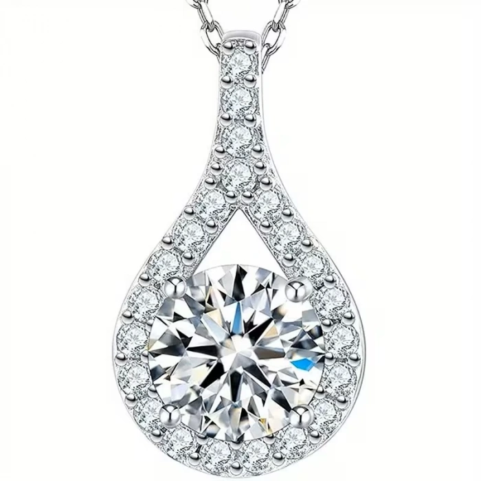 Aira 925 Gümüş Kadın kolye mozanit taş detaylı parlak tektaş kolye en özel günlerin hediyesi