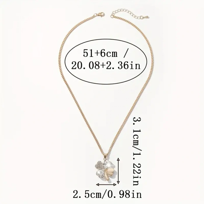 Green Luck 4 yapraklı şans yoncası altın kaplama kadın kolye