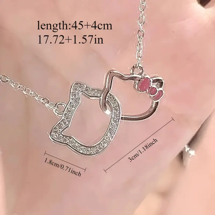 Hello Kitty hayranlara özel 925 ayar gümüş zincir kadın gümüş kolye , genç kız kolye