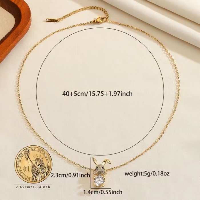 Kadın Kolye Thumper Luxury Bunny Premium Taşlı Altın Kaplama Kolye