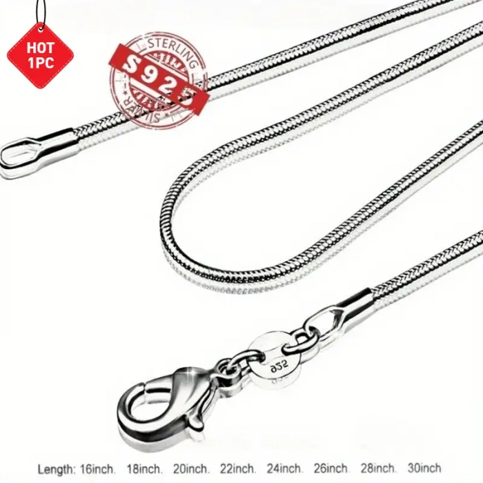 Unisex Kolye Loft Unisex Kolye 925 Ayar Gümüş Yılan Zincir Düz Şık Kolye