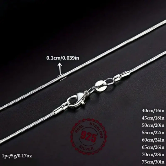 Unisex Kolye Loft Unisex Kolye 925 Ayar Gümüş Yılan Zincir Düz Şık Kolye