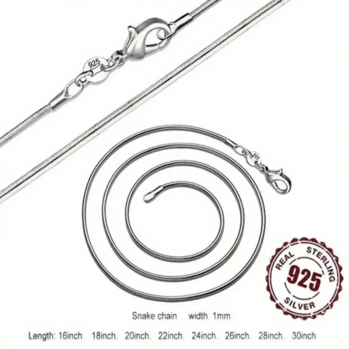 Unisex Kolye Loft Unisex Kolye 925 Ayar Gümüş Yılan Zincir Düz Şık Kolye