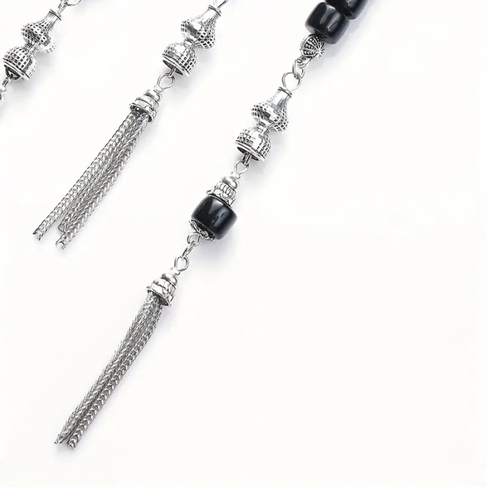 Erkek Tesbih Özel Üretim Sallama Ağabey Tesbih Siyah Doğal Taş Hediyelik