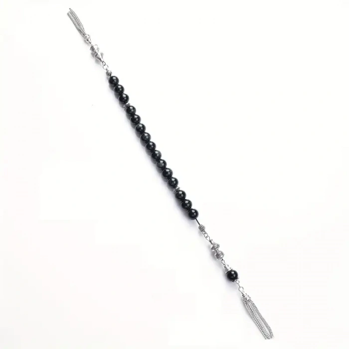 Erkek Tesbih Özel Üretim Sallama Ağabey Tesbih Siyah Doğal Taş Hediyelik