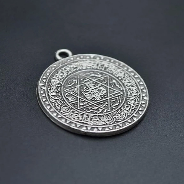 Unisex Kolye Hz.Süleyman Tılsım Mühürü Gümüş Kaplama Unisex Kolye