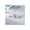 Melody 925 Gümüş kadın bileklik pembe taş detaylı, ayarlanabilir şık bileklik