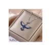 Mavi Taşlı Kartal Figürlü Gümüş 925 ayar zincir kadın kolye