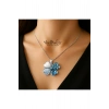 Kadın Kolye BlueClover Kadın Kolye 925 Ayar Gümüş Zincir Mavi Taşlı Yonca Şans