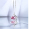 Kadın Kolye Swan Pembe Renk Geçişli 925 Ayar Gümüş Zincir Kadın Kolye
