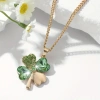Green Luck 4 yapraklı şans yoncası altın kaplama kadın kolye