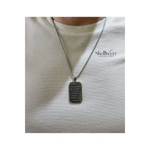 Ayetel Kürsü yazılı büyü ve nazardan koruyucu madalyon gümüş renk