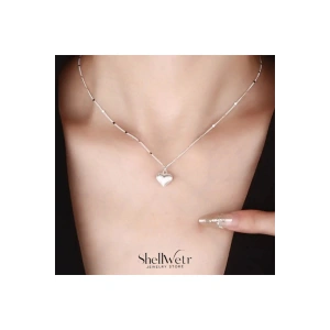 Delfina Gümüş Kaplama Kalp Detaylı Kolye-Sevdiklerinize ve kendinize en özel hediye