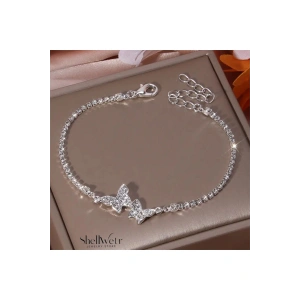 Aryel Çelik Bileklik Taşlı Su Yolu ve Kelebek detaylı-Sevdiklerinize ve kendinize en özel hediye